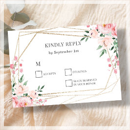 Blush Pink Floral Wedding RSVP Kaart