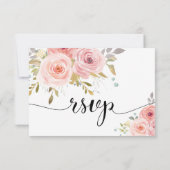 Blush Pink Floral Wedding RSVP Kaart (Achterkant)