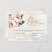Blush Pink Floral Wedding RSVP-kaarten RSVP Kaartje (Voorkant / Achterkant)