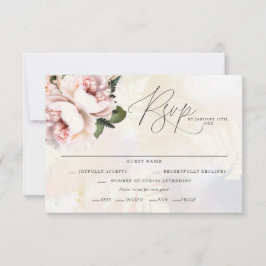 Blush Pink Floral Wedding RSVP-kaarten RSVP Kaartje