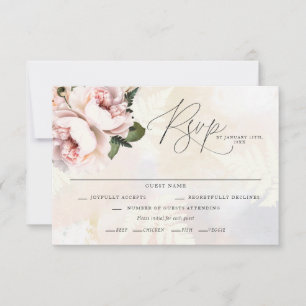 Blush Pink Floral Wedding RSVP-kaarten RSVP Kaartje