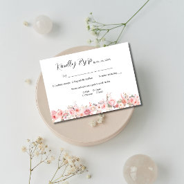 Blush Pink Floral Wedding RSVP Kaartje