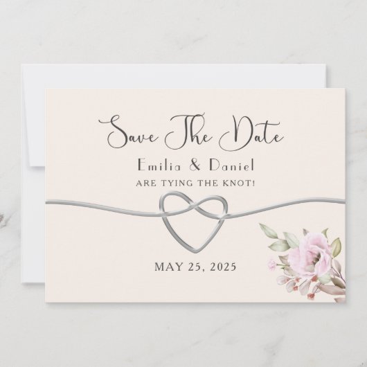 Blush Pink Floral Wedding Save The Date (Voorkant)
