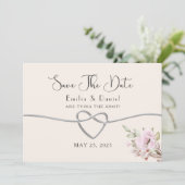 Blush Pink Floral Wedding Save The Date (Staand voorkant)