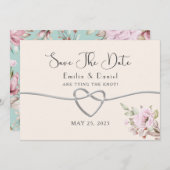 Blush Pink Floral Wedding Save The Date (Voorkant / Achterkant)