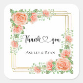 Blush Pink Floral Wedding Square Sticker (Voorkant)