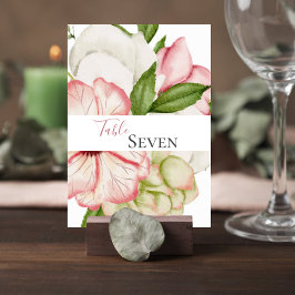 Blush Pink Floral Wedding Table Number Card Kaart
