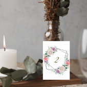 Blush Pink Floral Wedding Table Number Card Kaart