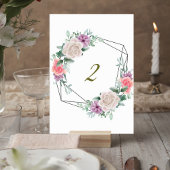 Blush Pink Floral Wedding Table Number Card Kaart