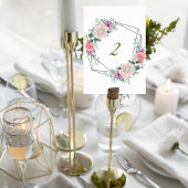 Blush Pink Floral Wedding Table Number Card Kaart