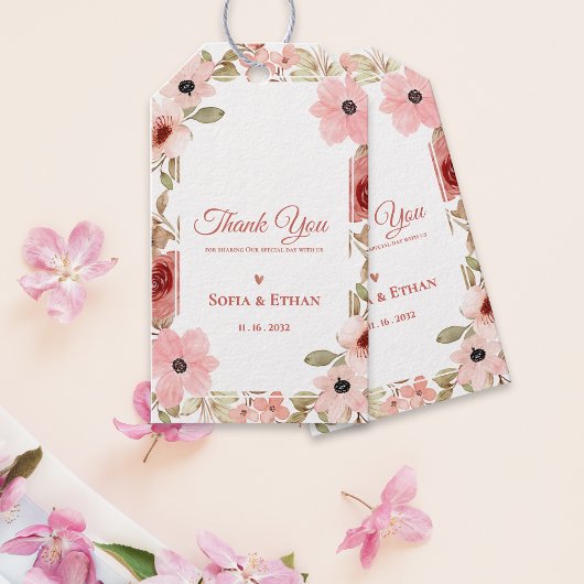    Blush Pink Floral Wedding Thank You Favor Cadeaulabel