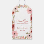    Blush Pink Floral Wedding Thank You Favor Cadeaulabel (Voorkant)