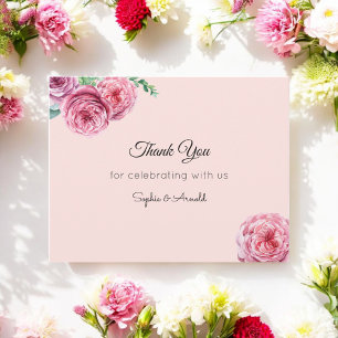 Blush Pink Floral Wedding Thank You Note Card Notitiekaartje