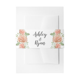 Blush Pink Floral Wedding Uitnodigingen Wikkel