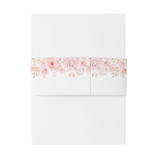 Blush Pink Floral Wedding Uitnodigingen Wikkel (Achterkant Voorbeeld)