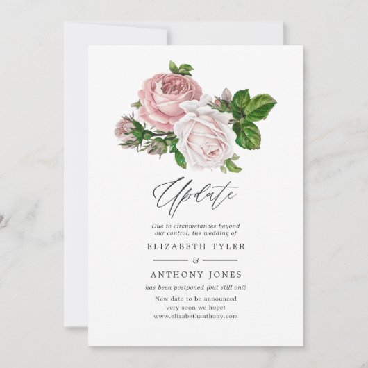  Blush Pink Floral Wedding Update Kaart (Voorkant)