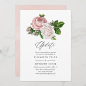 Blush Pink Floral Wedding Update Kaart (Voorkant / Achterkant)