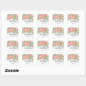 Blush Pink Floral Wedding Vierkante Sticker (Vel)