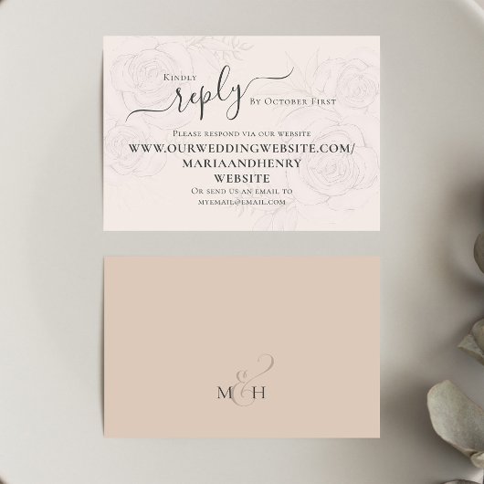 Blush Pink Floral Wedding Website RSVP Informatiekaartje