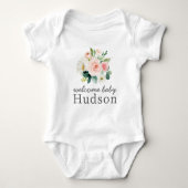 Blush Pink Floral Welkom Baby met naam Romper (Voorkant)