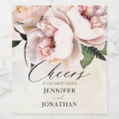 Blush Pink Floral Wijn Etiket (Enkel label)