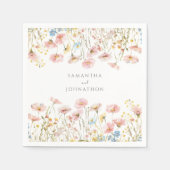 Blush Pink Floral Wildflower bruiloft Servet (Voorkant)