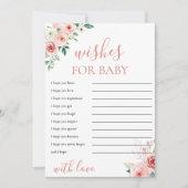 Blush Pink Floral Wishes voor Baby shower Kaart (Voorkant)