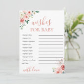 Blush Pink Floral Wishes voor Baby shower Kaart (Staand voorkant)