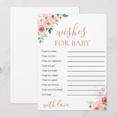 Blush Pink Floral Wishes voor Baby shower Kaart (Voorkant / Achterkant)