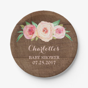 Blush Pink Floral Wood Baby shower Bord