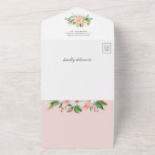 Blush Pink Floral Wood Cute Elephant Baby shower All In One Uitnodiging (Buitenkant)