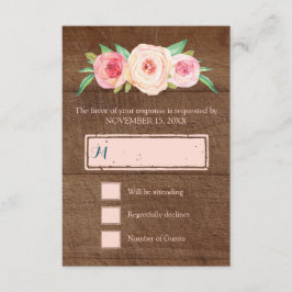 Blush Pink  Floral Wood Weddenschap RSVP