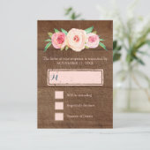 Blush Pink Floral Wood Weddenschap RSVP Kaartje (Staand voorkant)
