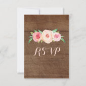 Blush Pink Floral Wood Weddenschap RSVP Kaartje (Achterkant)
