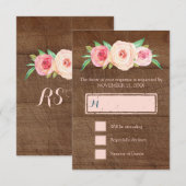 Blush Pink Floral Wood Weddenschap RSVP Kaartje (Voorkant / Achterkant)