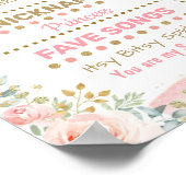Blush Pink Floral Woodland 1e verjaardag Milestone Poster (Hoek)