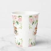 Blush Pink Floral Woodland Animals Baby shower Papieren Bekers (Links)