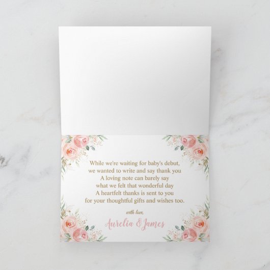 Blush Pink Floral Woodland Animals Folted Tent Bedankkaart (Binnen)