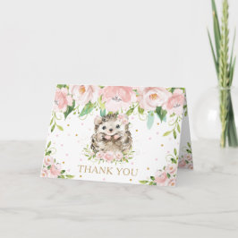 Blush Pink Floral Woodland Baby shower egel  Bedankkaart