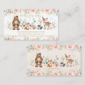 Blush Pink Floral Woodland Boeken voor Baby shower Informatiekaartje (Voorkant / Achterkant)