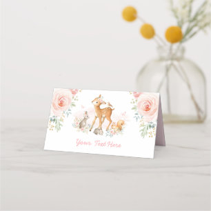 Blush Pink Floral Woodland Forest Animals Shower Plaatskaartje