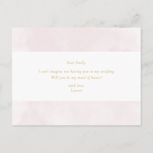 Blush Pink Floral wordt mijn bruidsmeisje Uitnodiging Briefkaart (Achterkant)
