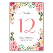 Blush Pink Floral Wrap Wedstrijknummer Kaart (Voorkant)