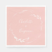 Blush Pink Floral Wreath Calligrafie op maat Servet (Voorkant)