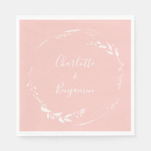 Blush Pink Floral Wreath Calligrafie op maat Servet