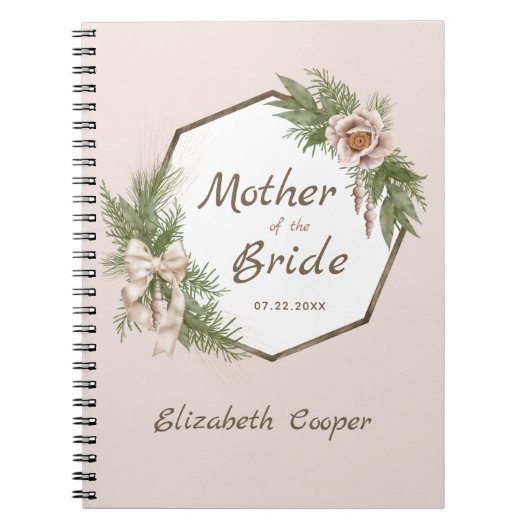 Blush Pink Floral Wreath Moeder van de Bride Notitieboek (Voorkant)