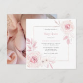 Blush Pink Floral Wreath Sweet Baby Girl Baptisme Kaart (Voorkant / Achterkant)