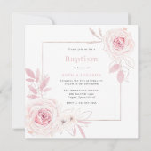 Blush Pink Floral Wreath Sweet Baby Girl Baptisme Kaart (Voorkant)