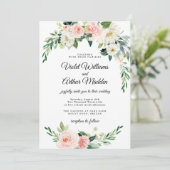 Blush Pink Floral Wreath Vrijgezellenfeest Kaart (Staand voorkant)