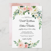 Blush Pink Floral Wreath Vrijgezellenfeest Kaart (Voorkant / Achterkant)